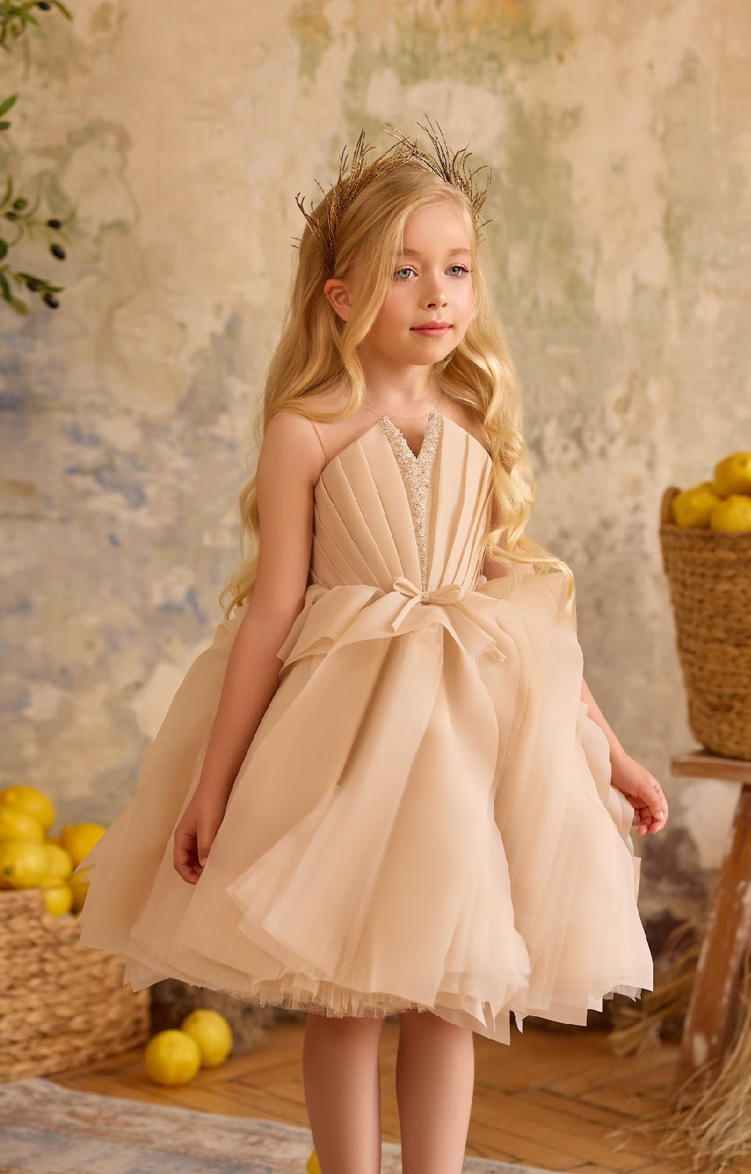 The Luminara Dress – A Golden Whisper of Elegance