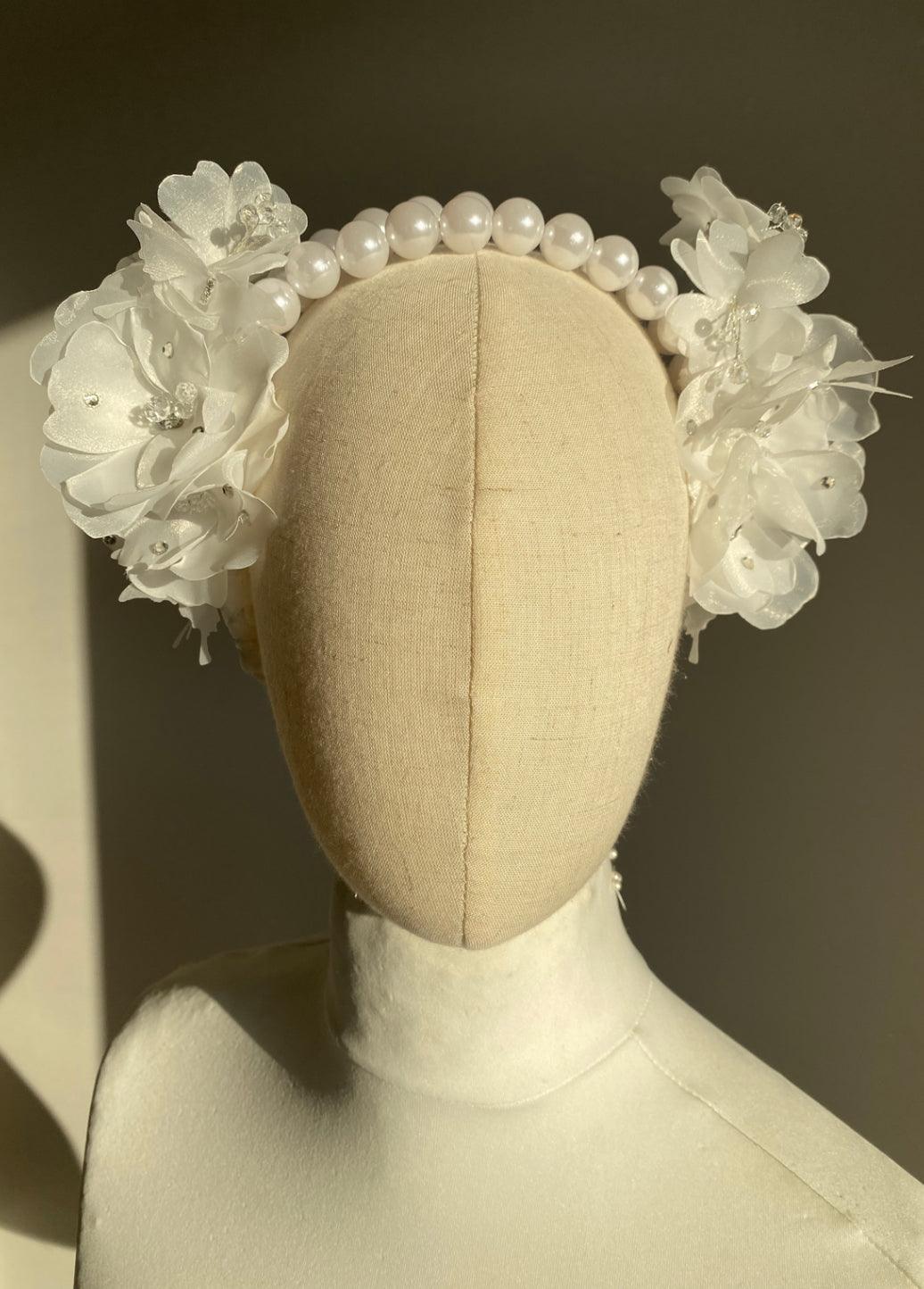 Floral and Pearl Crown Headband