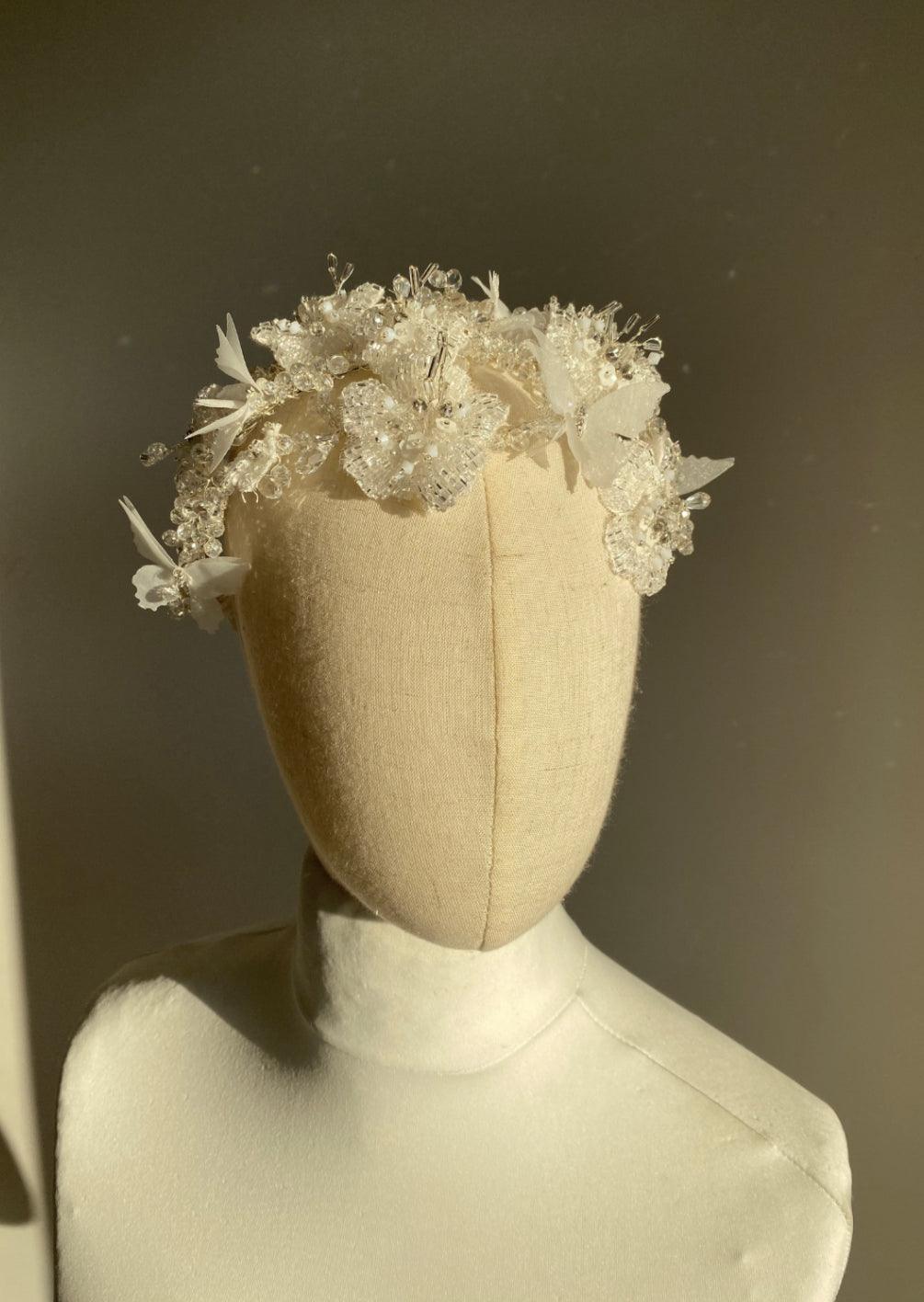 Ivory Floral Cascade Headpiece