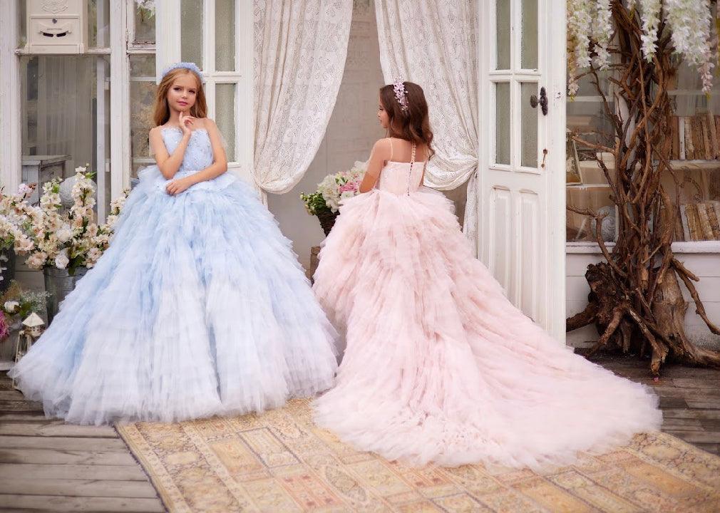 Dreamy Pink and Blue Tulle Gown Set