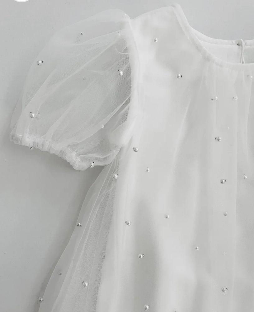 Snowy Angel Pearl Tulle Dress