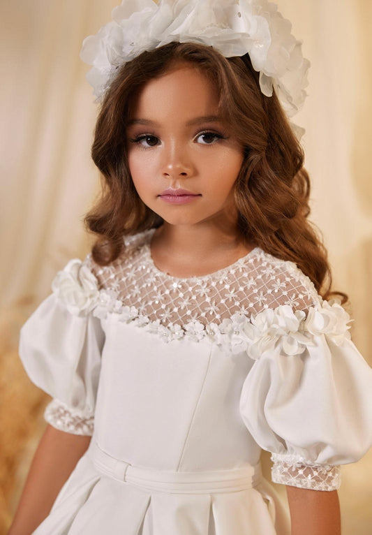 Ethereal White Floral Halo Crown