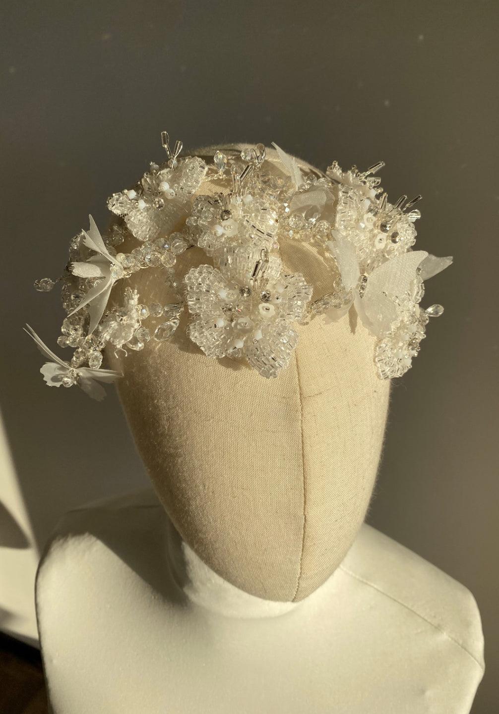 Ivory Floral Cascade Headpiece