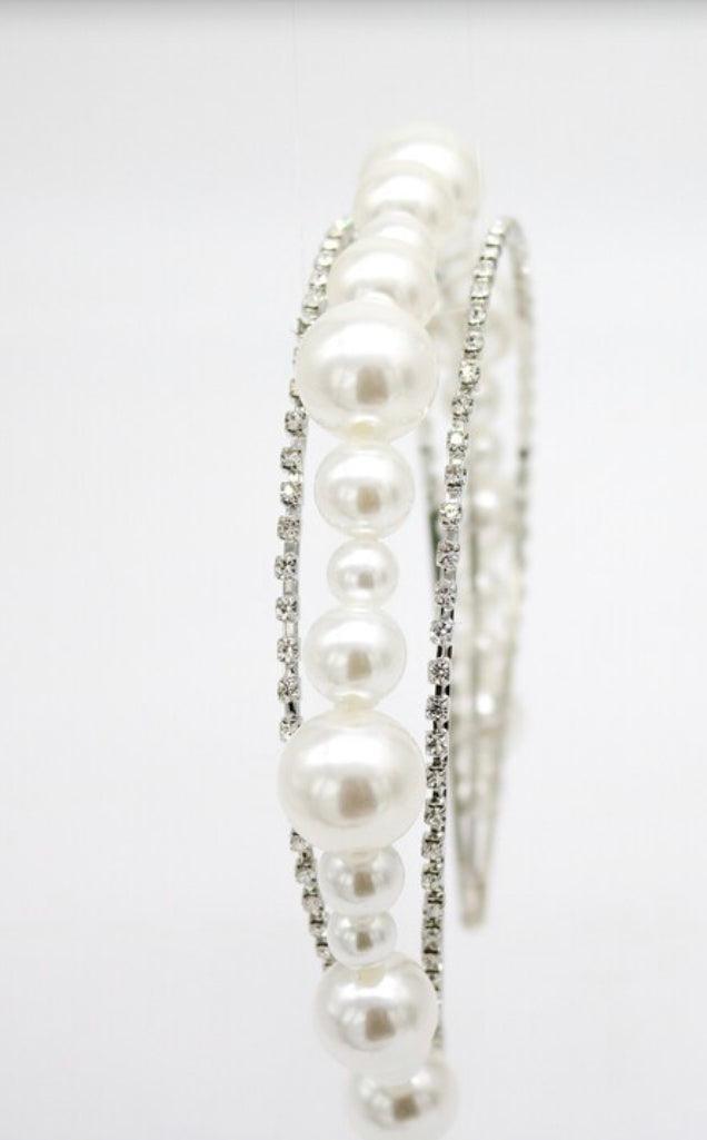 Pearl and Rhinestone Dual-Band Headband