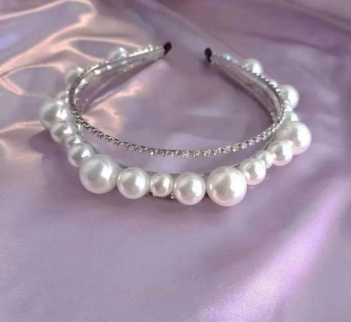 Pearl and Rhinestone Dual-Band Headband