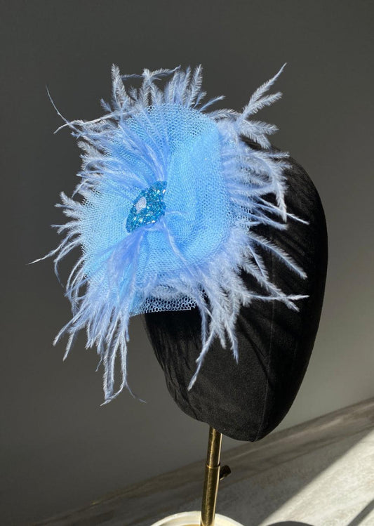 Luxurious Blue Feather Headpiece