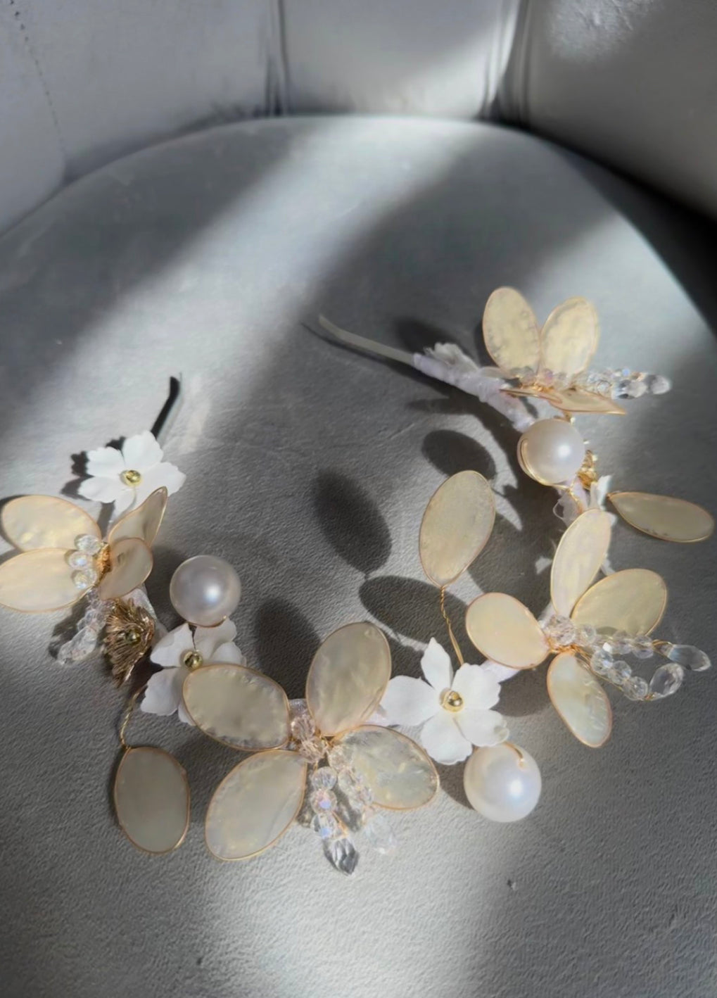 Golden Floral Pearl Crown