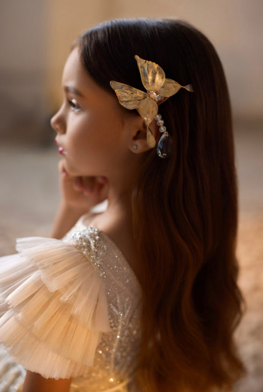 Golden Butterfly Crystal Hair Clip