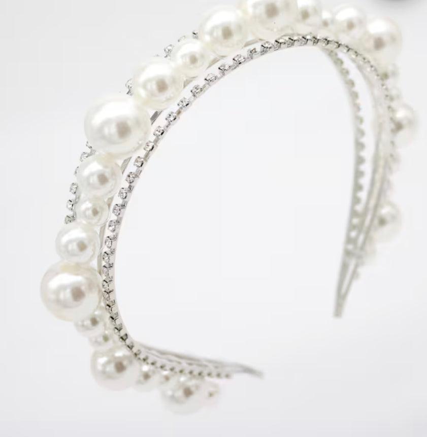 Pearl and Rhinestone Dual-Band Headband