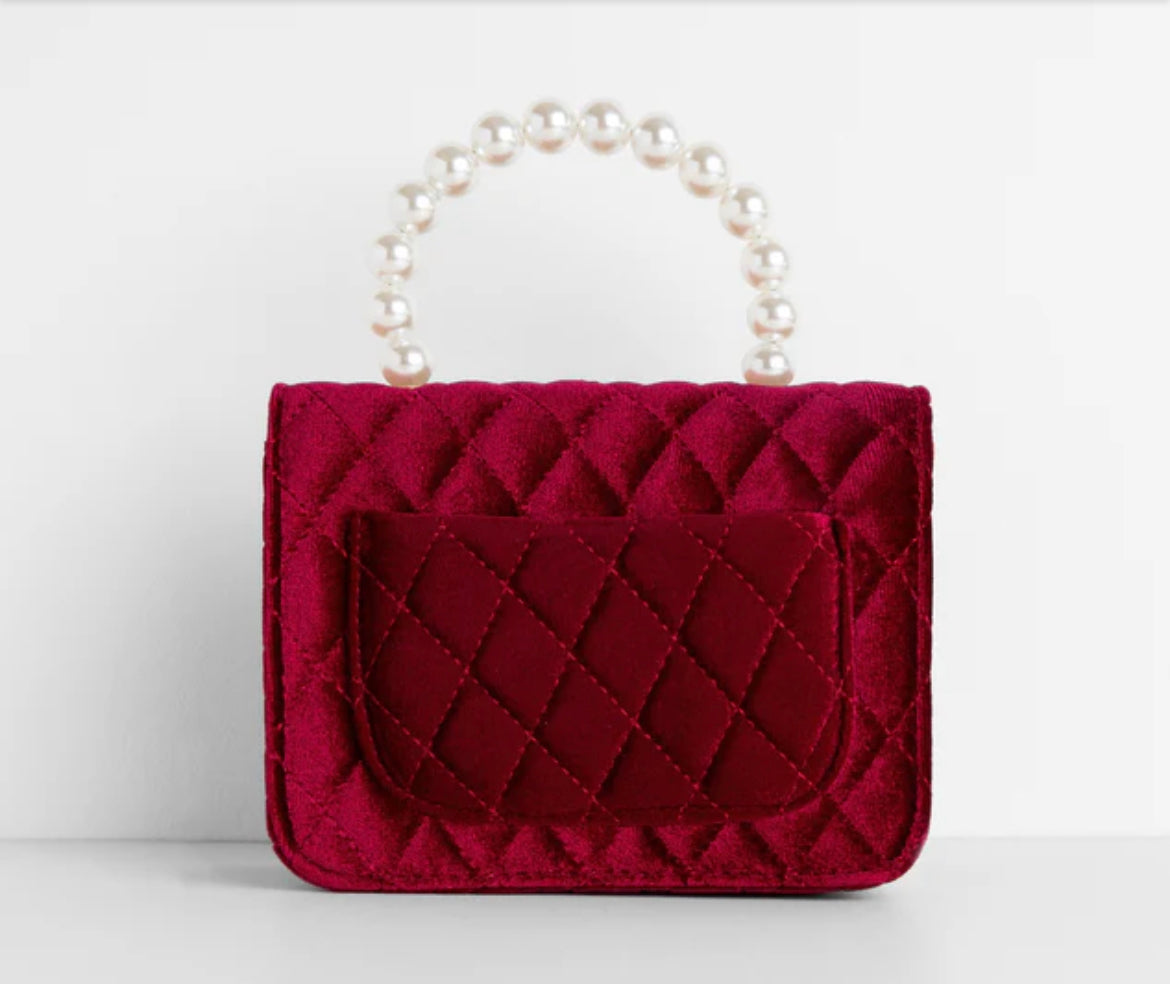 Quilted Velvet Burgundy Purse