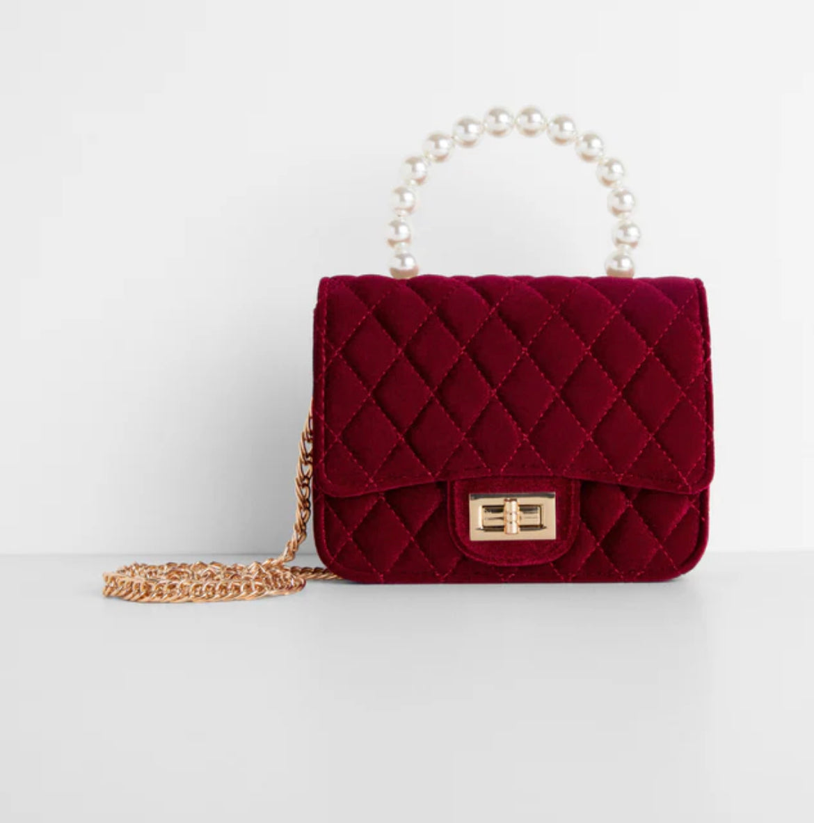 Quilted Velvet Burgundy Purse