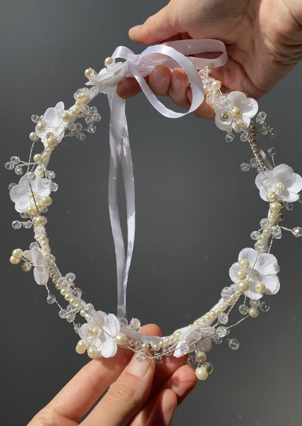 White Pearl Floral Crown