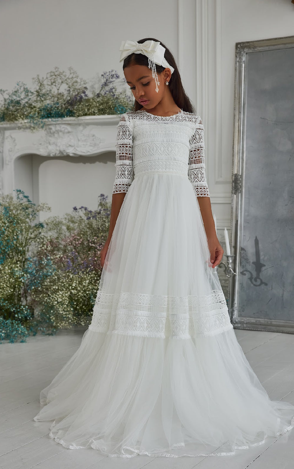 Ethereal Lace Elegance Communion Gown