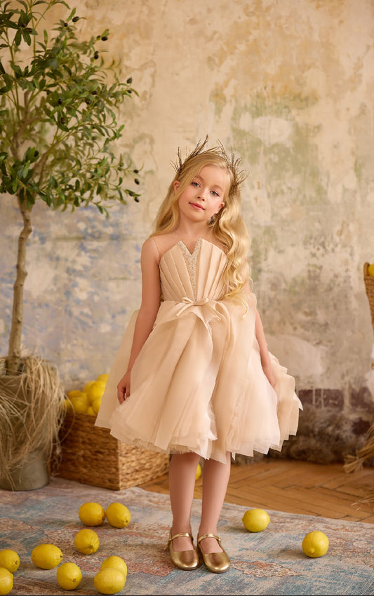 The Luminara Dress – A Golden Whisper of Elegance