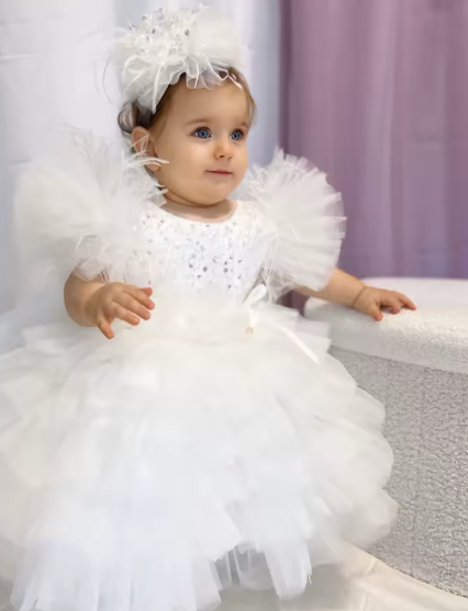 The Angelic Grace Baby Gown & Matching Headpiece