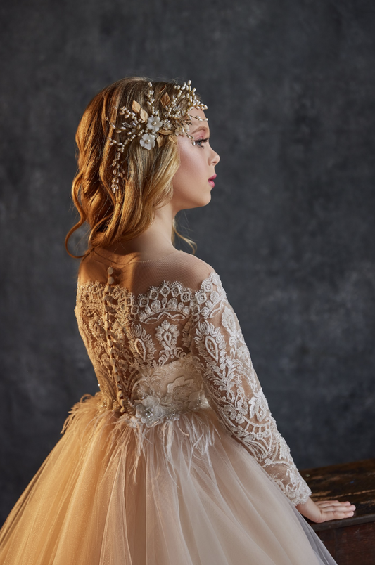 Golden Grace Floral Tiara Comb