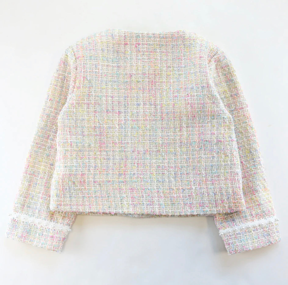 Chic Pastel Tweed Cropped Jacket