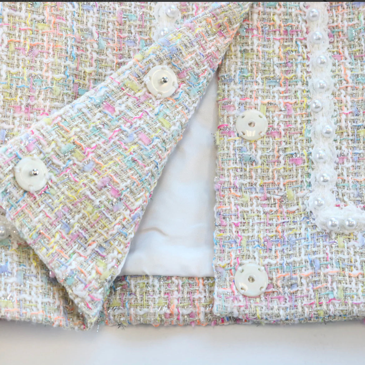 Chic Pastel Tweed Cropped Jacket