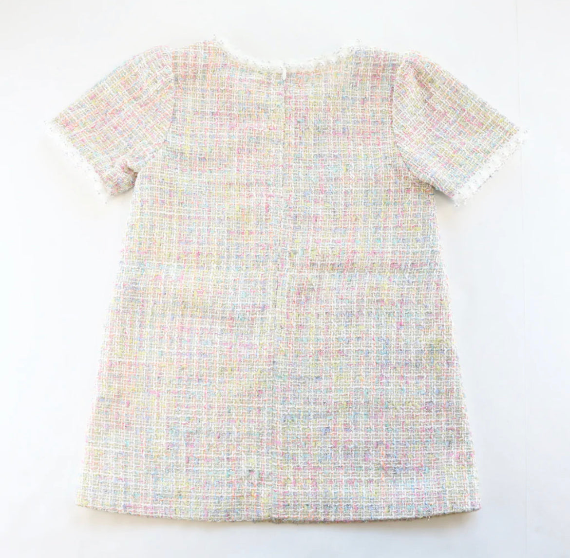 Elegant Pastel Tweed Shift Dress