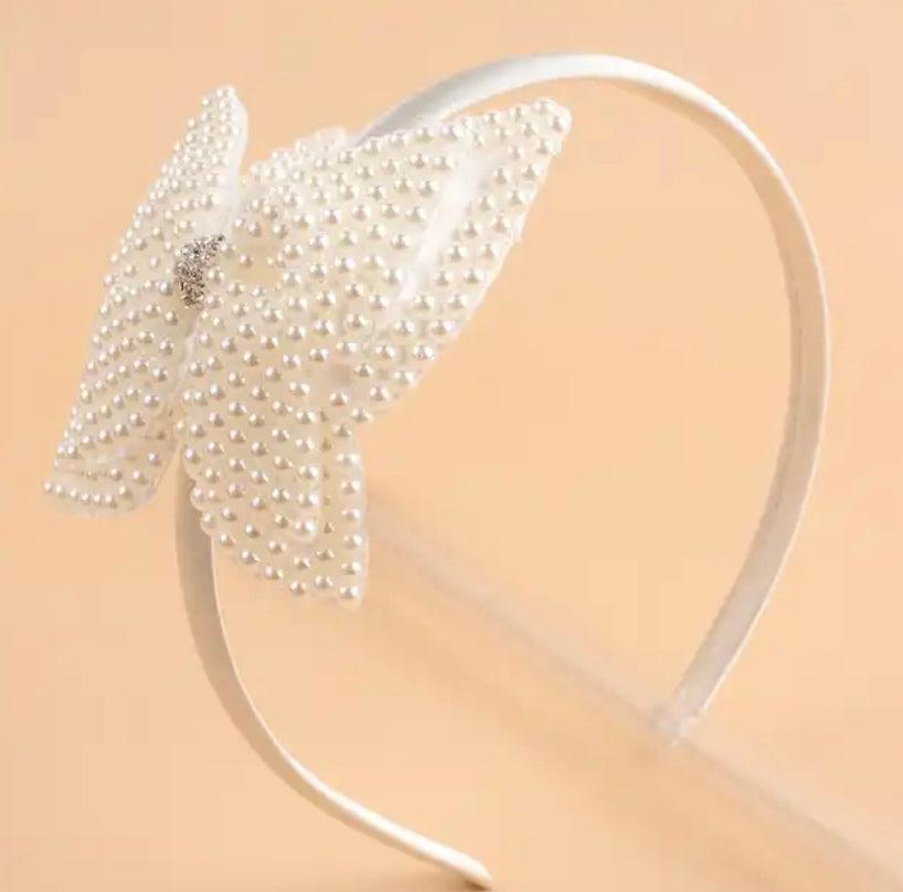 Pearl-Embellished Butterfly Headband