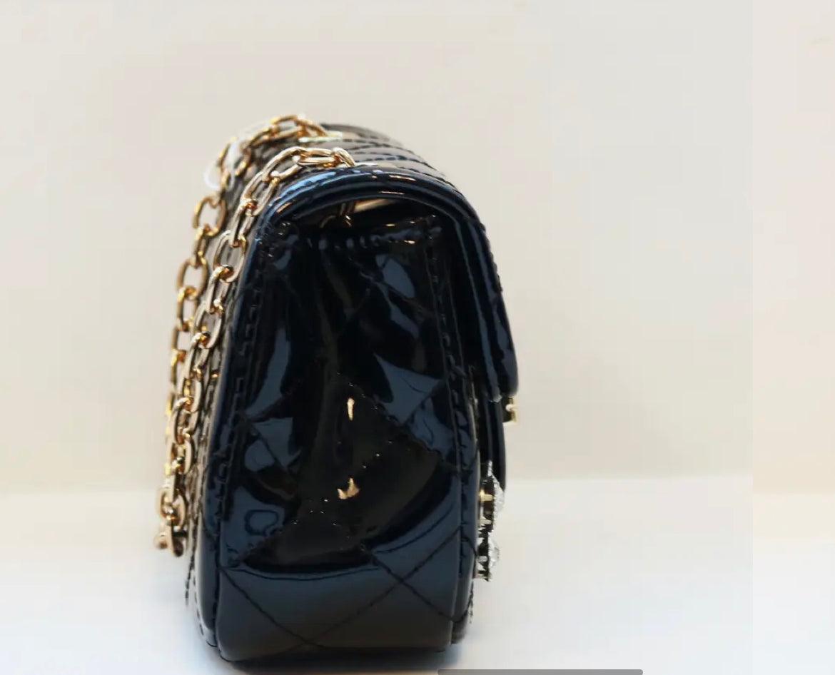 Black Diamond Embellished Crossbody