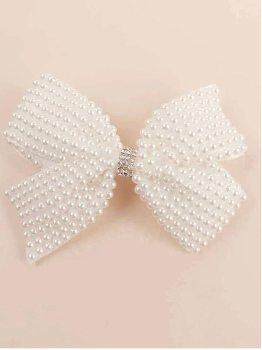 Pearl-Studded Bow Hair Clip