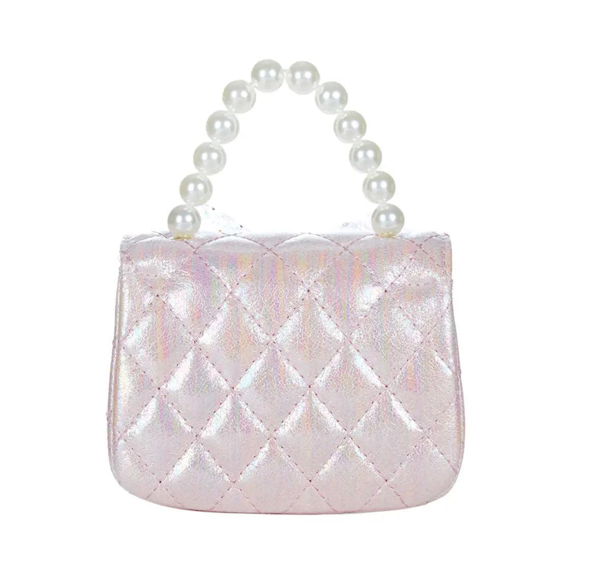 Pink Mesh Bow Quilted Purse