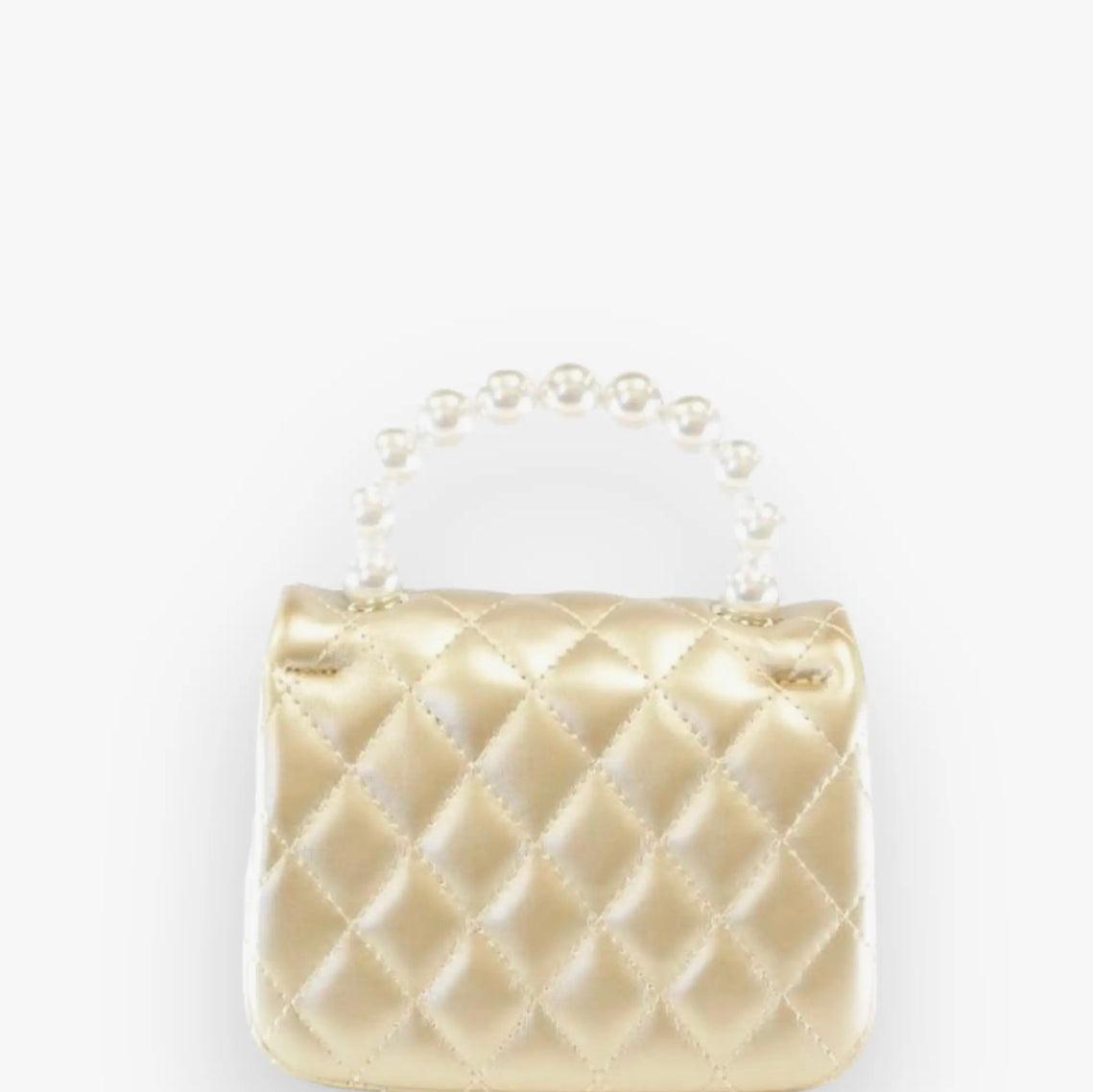 Gold Pearl Handle Quilted Purse