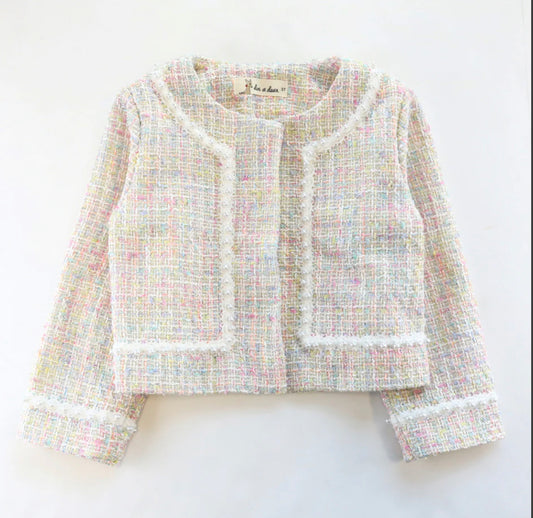 Chic Pastel Tweed Cropped Jacket