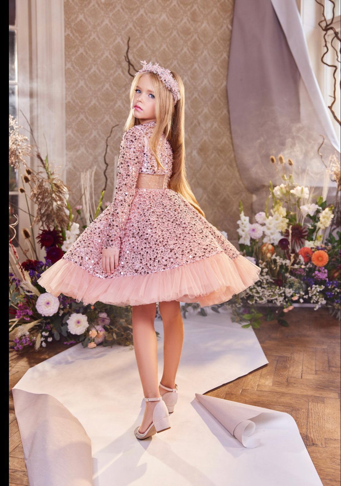 Rosalie Pink Sequin and Tulle Gown