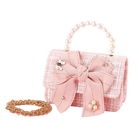 Pink Pearl Tweed Purse