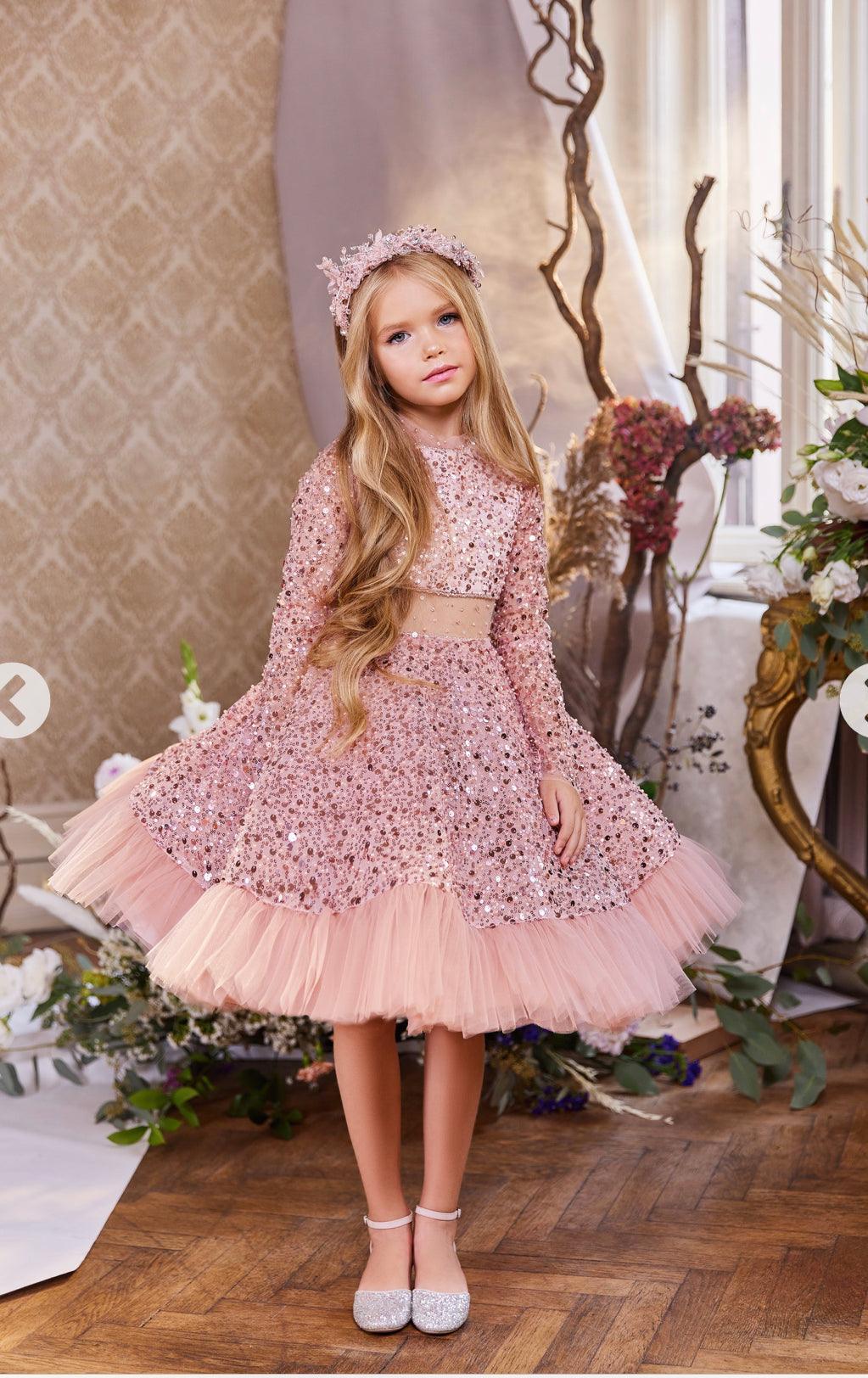 Rosalie Pink Sequin and Tulle Gown