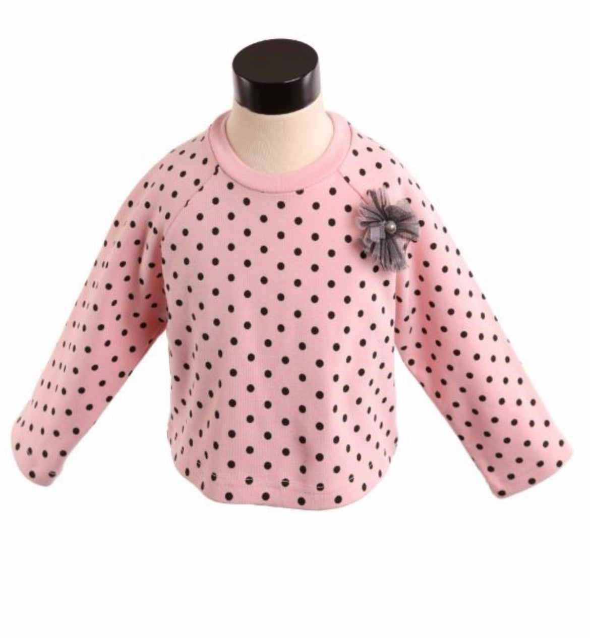 Pink Polka Dot Top w/Tulle Pinwheel