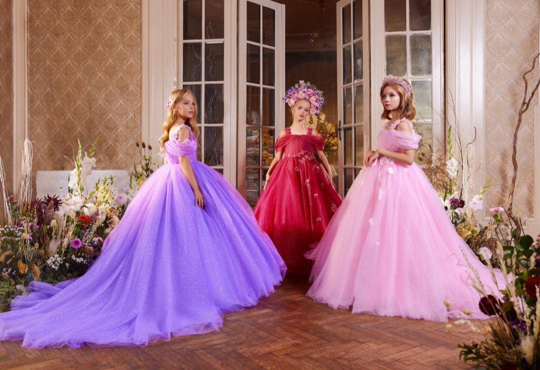 Pink and Lavender Tulle Ball Gowns